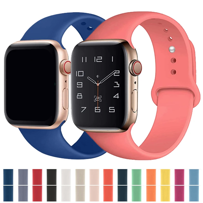 Ремешок силиконовый для Apple Watch Band 5 4 3 2 спортивный браслет Iwatch 44 мм 40 38 42 мм|Ремешки
