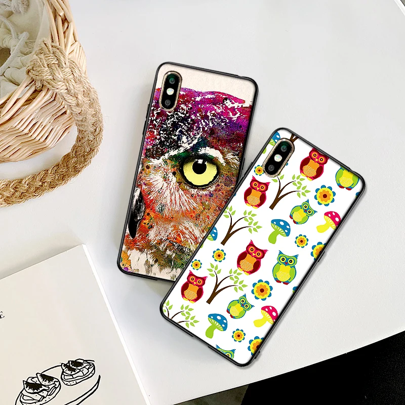 Сова роскошный черный чехол для samsung A3 4 5 6 plus A8 9 A10 A20 30 A40 50 A60 A70 2017 M40 J6 крышка |