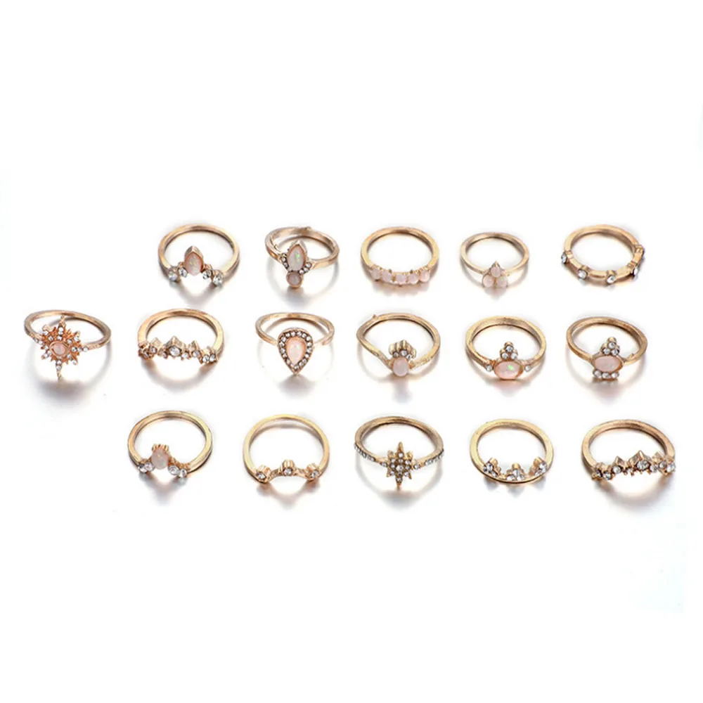 16 шт./компл. женское винтажное ювелирное изделие с кристаллами Геометрическая