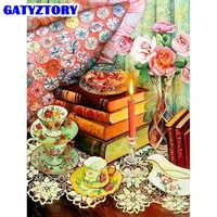 gatyztory oil painting by number book landscape kits handpainted drawing on canvas diy picture by number candle home decoration