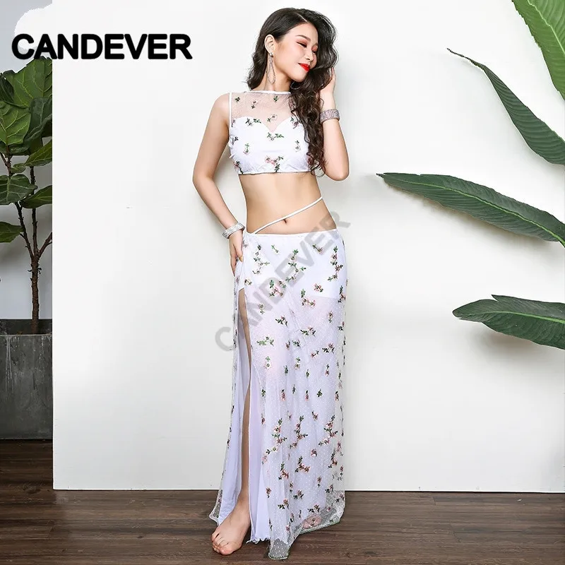 Кружевной сетчатый топ раздельная длинная юбка набор костюма для танца живота