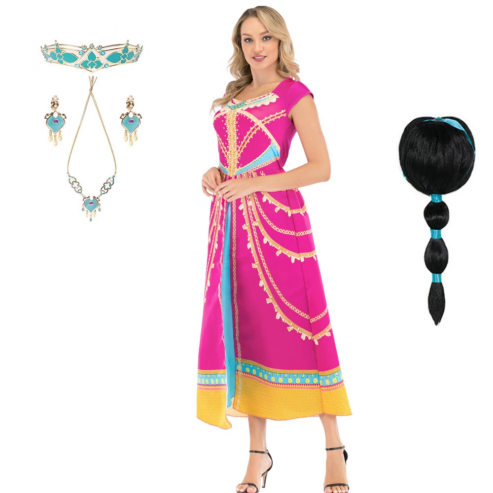 Аладдина принцессы платье цвета жасмин для взрослых женщин Косплей Костюм