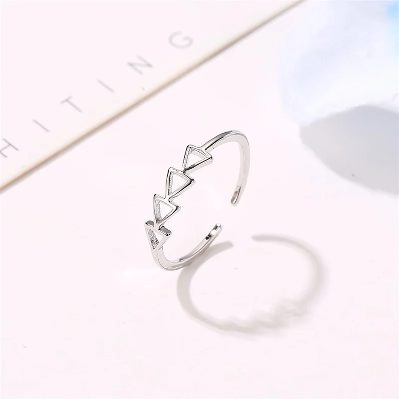 

Korean style new product ring simple four triangle ring female fashion geometric hollow ladies adjustable single ring wholesale