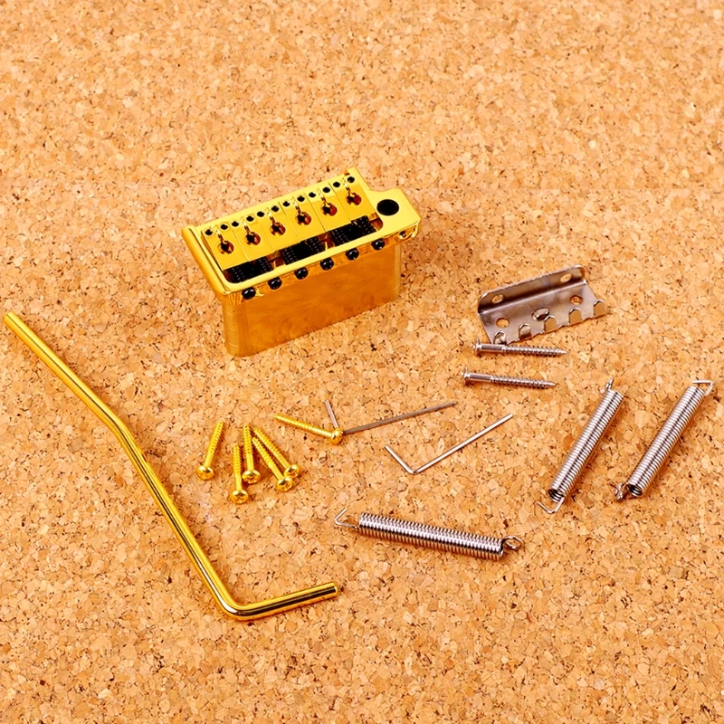 

6 Strings Saddle Metal Gold Electric Guitar Bridge Single Tremolo System Set D2TC