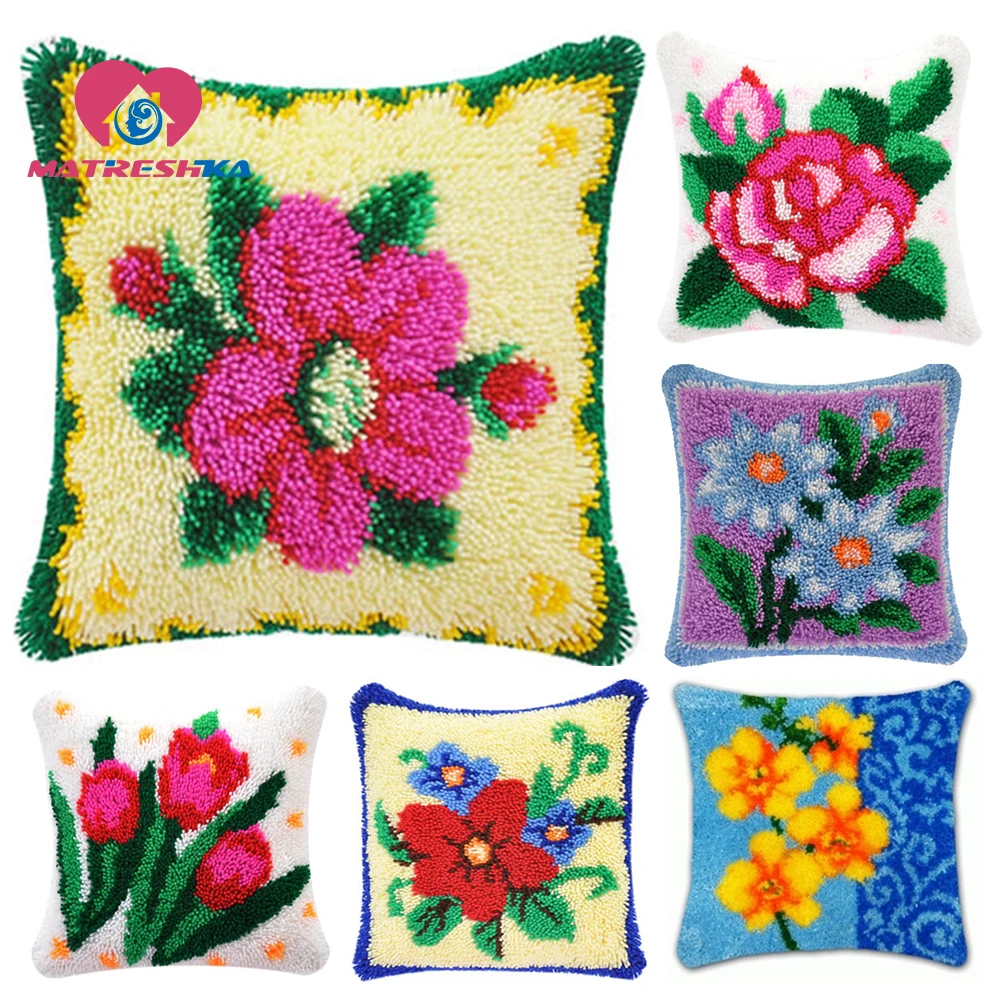 Цветы Сделай Сам Вышивка крестиком подушка с защелкой крючок коврик Хобби
