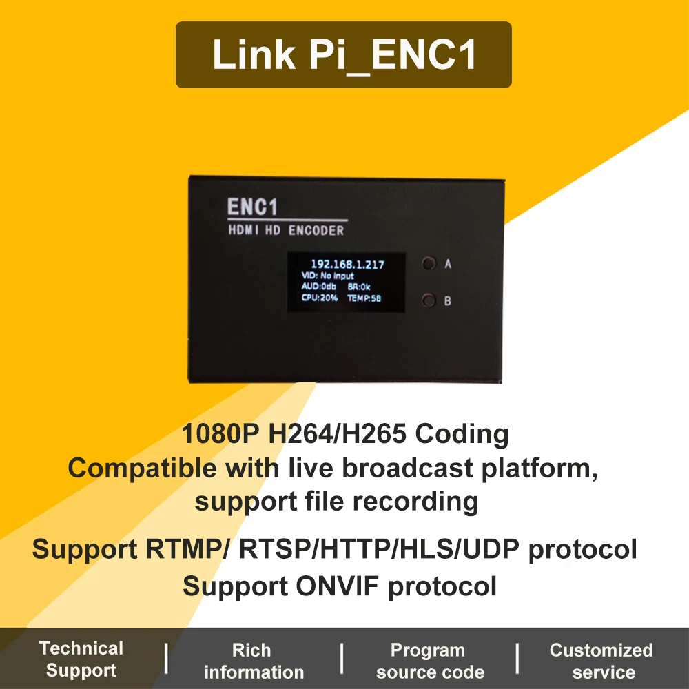 Link Pi ENC1 Hisilicon Hi3520DV400 HDMI / NDI кодер-декодер HD SR/RTMP/RTSP/ONVIF/HLS прямая трансляция на YouTube