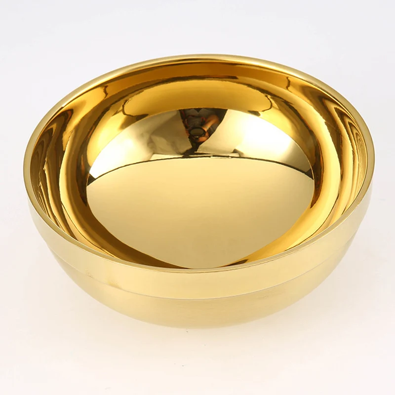 304 Нержавеющая сталь золотая чаша утолщенная двойная Слои теплоизоляция Кухня
