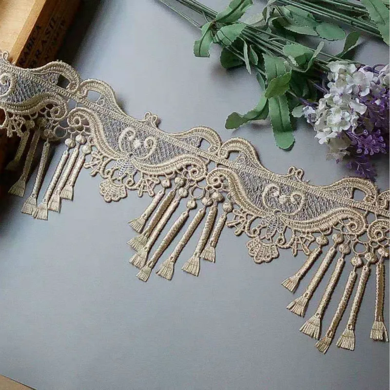 2 ярдов 182 см кружевная лента кисточка украшение лентами вышивка цветок тесьма