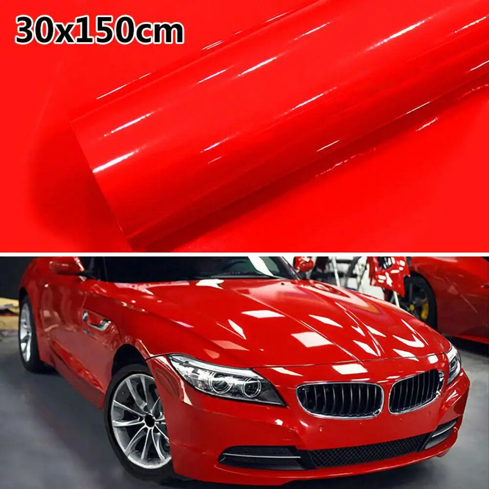 1Roll Super Gloss Red Vinyl Film Car Wraps Auto Glossy Foil Wrap Vehicle Sticker 30 X 152cm | Автомобили и мотоциклы
