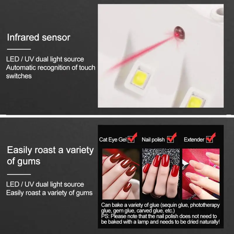 45W Gel Nail Lamp UV LED Kitten Manicure Drying For Varnish Portable Baking | Красота и здоровье