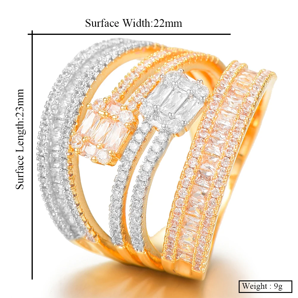 GODKI роскошный багет крест дизайн смелые массивные кольца с цирконием камни 2020