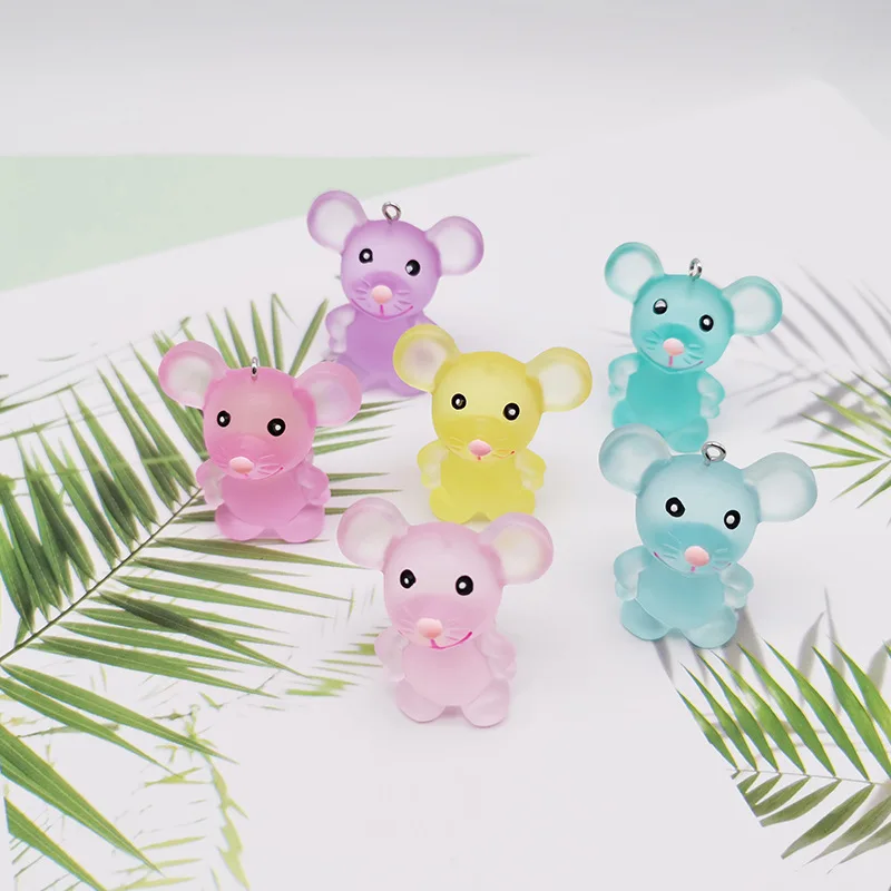10 шт. прозрачный улыбающийся Мышонок с крюком из смолы Kawiai мультфильм животных