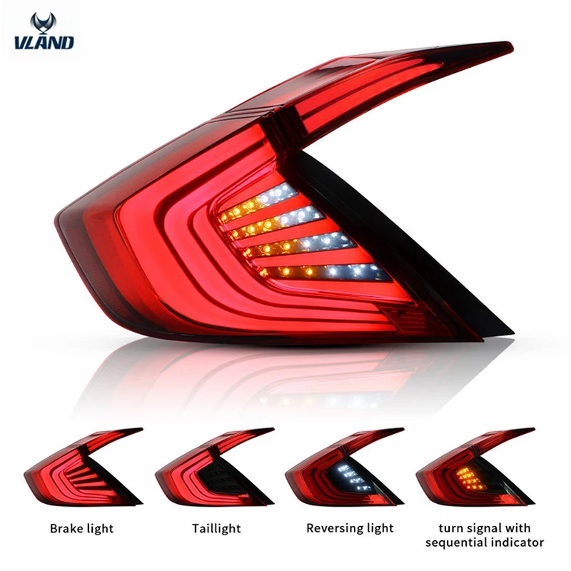 

LED Tail Lights For Honda Civic 10th Sedan 2016 2017 2018 Lamp Turning+Reversing+Fog+Brake
