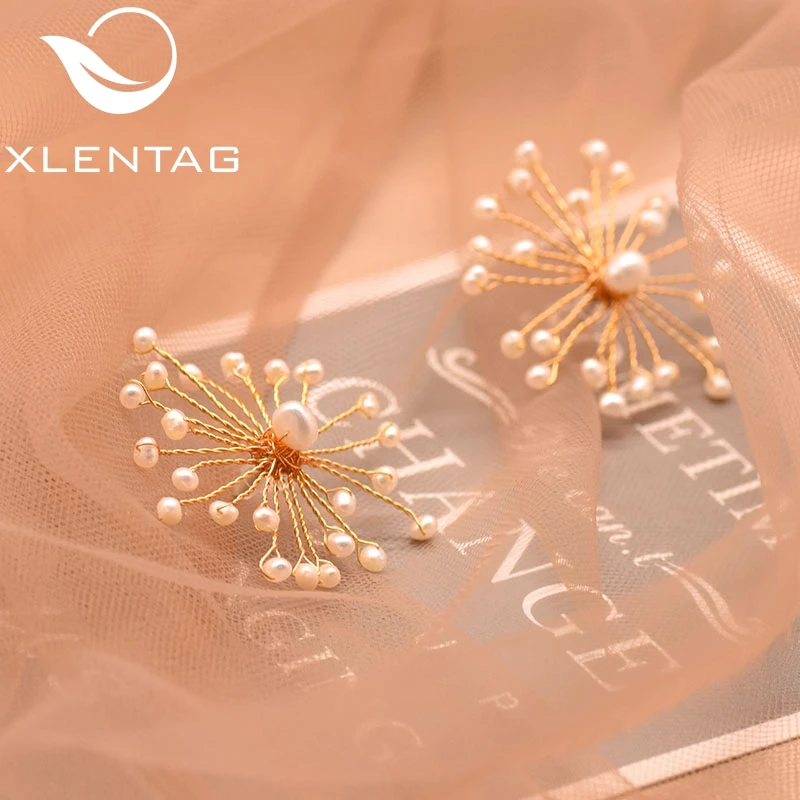 XlentAg серьги-гвоздики с натуральным пресноводным белым жемчугом в минималистическом стиле для женщин, девушек, влюбленных, корейский роскошный свадебный подарок Brinco GE0592