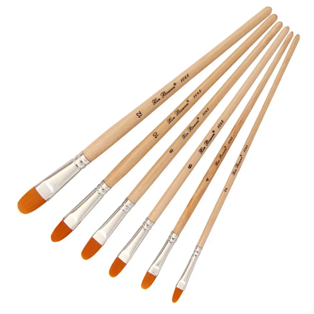 

6PCS Oil Paint Brush Different Size Nylon Hair Brushes for Colorful Water Painting Art Paint Tool r20