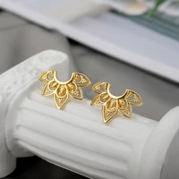 cute lotus vintage earrings for women hollow fllower aesthetic earrings charms baroque wedding bridal jewelry gift to girlfriend