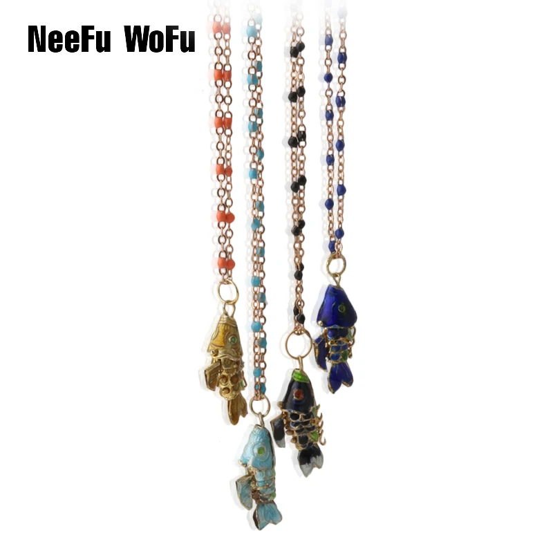 NeeFuWoFu цепочка из нержавеющей стали ожерелье Национальная мода рыба грузило Pulsera de
