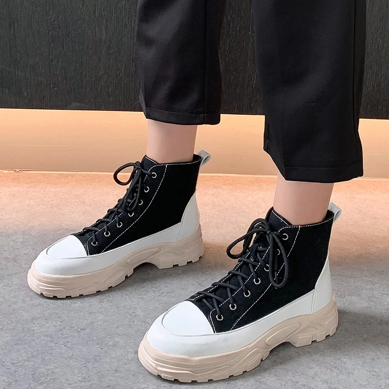 Rimocy Pu пестрые ботинки из материалов разных фактур для Для женщин модные на