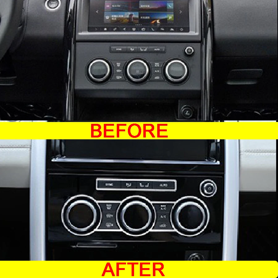 Wooeight Silver Central Control Air Conditioning AC Button Trim Window Panel Frame Fit For Land Rover Discovery 5 LR5 2017-2020 |