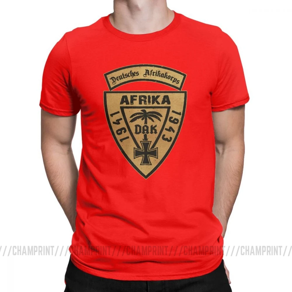 Мужская футболка для отдыха с круглым вырезом, хлопковая Футболка DAK Deutsches Africa 1941-43, футболки с графическим принтом - Цвет: Красный