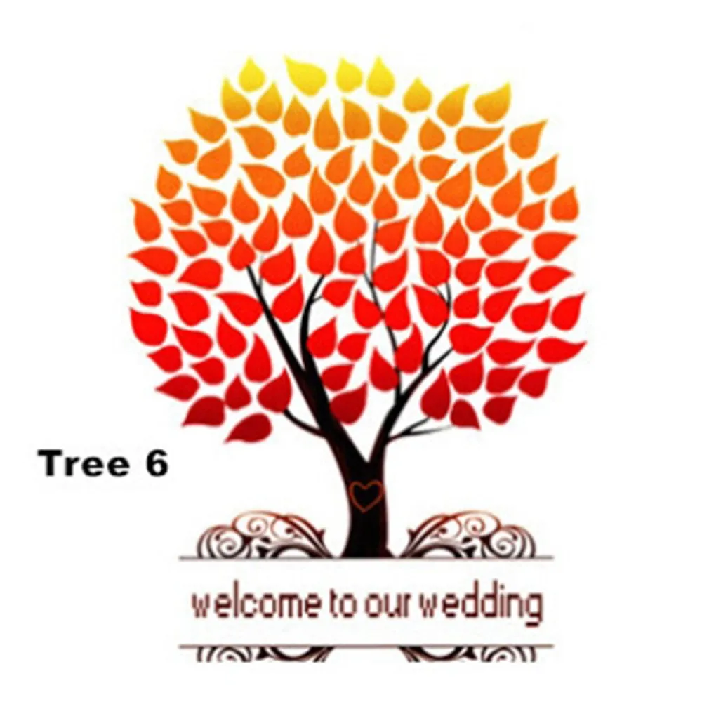 Tree 6 40x30 см Индивидуальная Свадебная Подпись Гостевая книга креативный в форме сердца ветви знак отпечатки пальца в дереве для вечерние входа - Цвет: Tree 6
