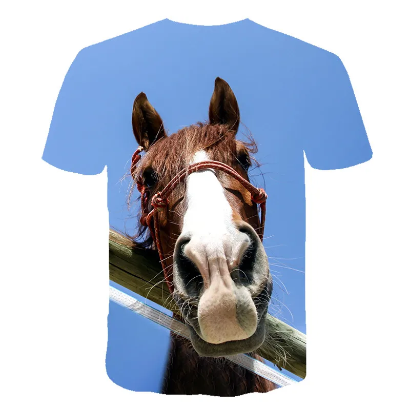 

Summer animal horse 3D printing children's short-sleeved O-neck T-shirt fashion casual top Harajuku street style 4T-14T