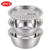 3pcs kitchen graters stainless steel multi function cheese grater with stainless steel drain basin for vegetables potatoes