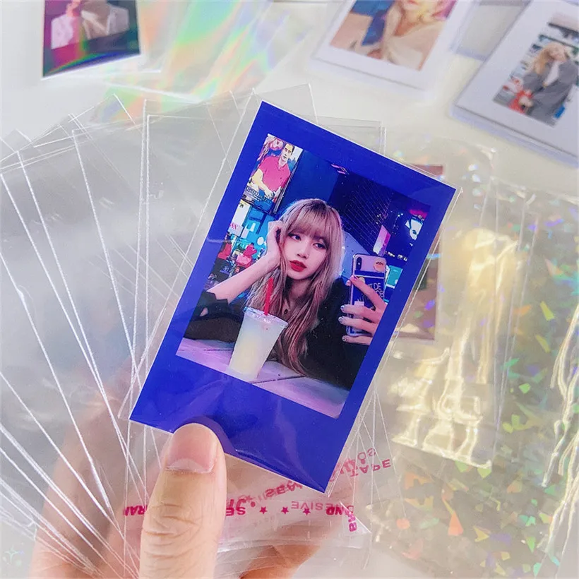 30pcs Clear Laser Neon Stars Flashing Card Sleeves Protector For 3inch Postcard Photo Album Women Men ID Credit Holder Bag | Багаж и сумки