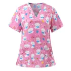 45 # Пасхальная униформа медсестры, женские топы с коротким рукавом и V-образным вырезом, с рисунком кролика, кавайная медицинская униформа, рубашки, униформа для женщин