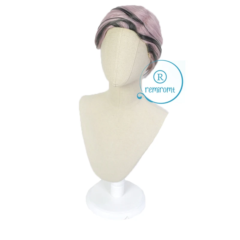 Anime Ran Haitani Cosplay Tokyo Revengers Short Pink Black Wig Highlights Hair Tenjiku Heat Resistant Fiber Free Cap Men | Тематическая