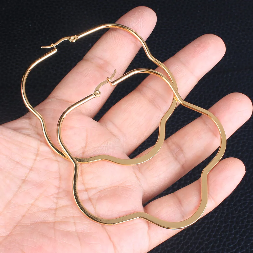 Большие серьги-капельки в форме цветка золотого цвета модные ювелирные изделия