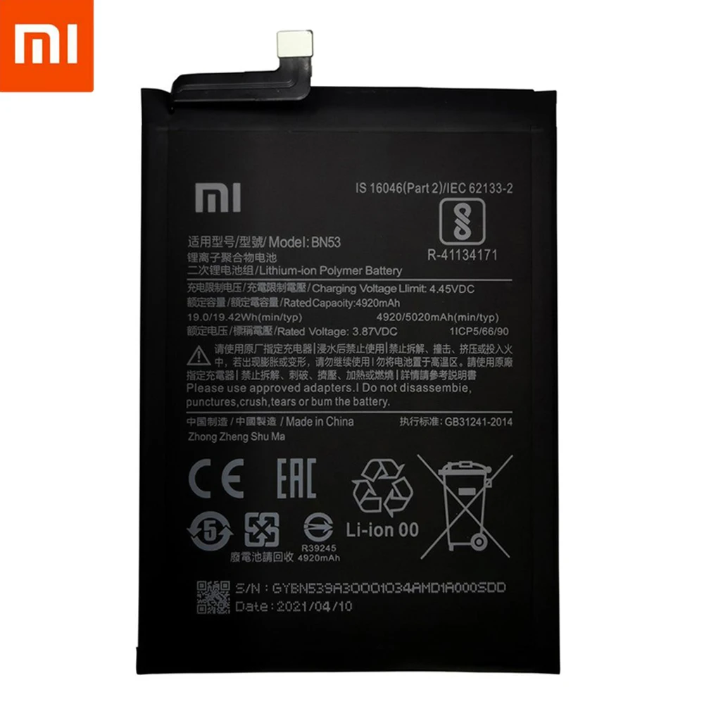 Bater&iacute;a de repuesto 100% Original para Xiaomi Redmi note 9 Pro 9S, 5020mAh, BN53, BN54, BN55-3