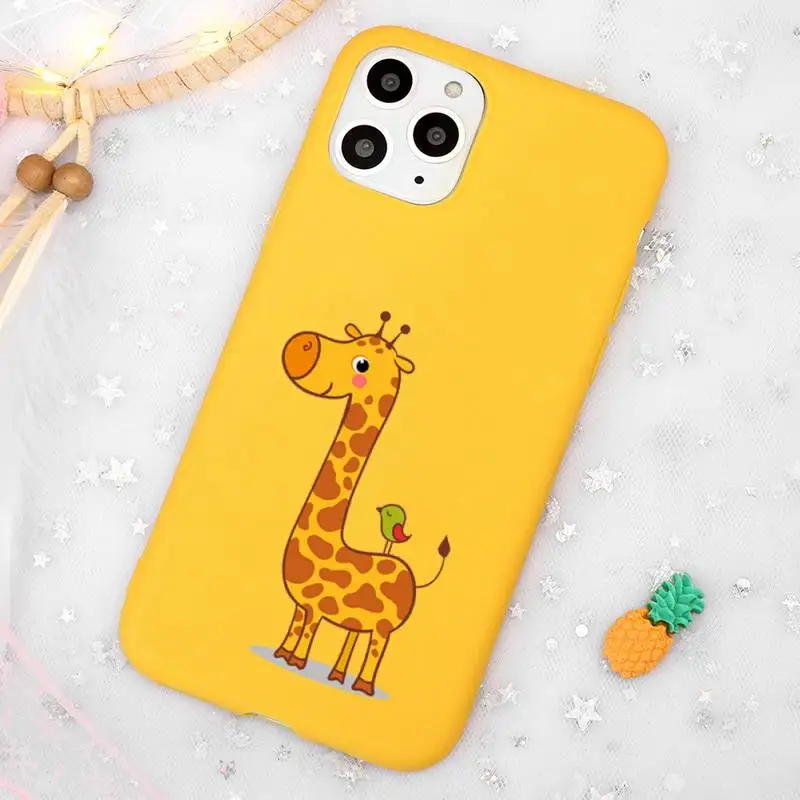 

giraffe lovely animal Phone Case Candy Color Yellow for iPhone 11 12 pro XS MAX 8 7 6 6S Plus X 5S SE 2020 XR