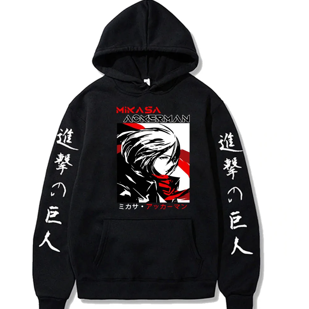 Final Season Attack on Titan Print Men Hoodies Sweatshirt Mikasa Ackerman Streetwear Pullover Hoody