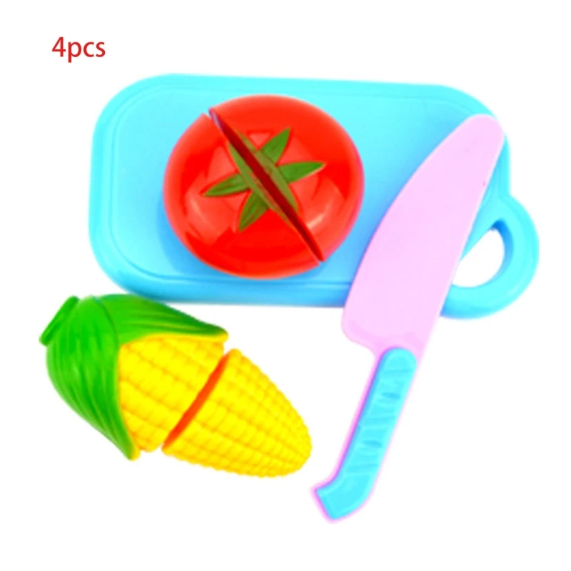 

4pcs/set Kids Pretend Role Play Kitchen Fruit Vegetable Food Toy Cutting Set Gift for Toddlers 3 Years