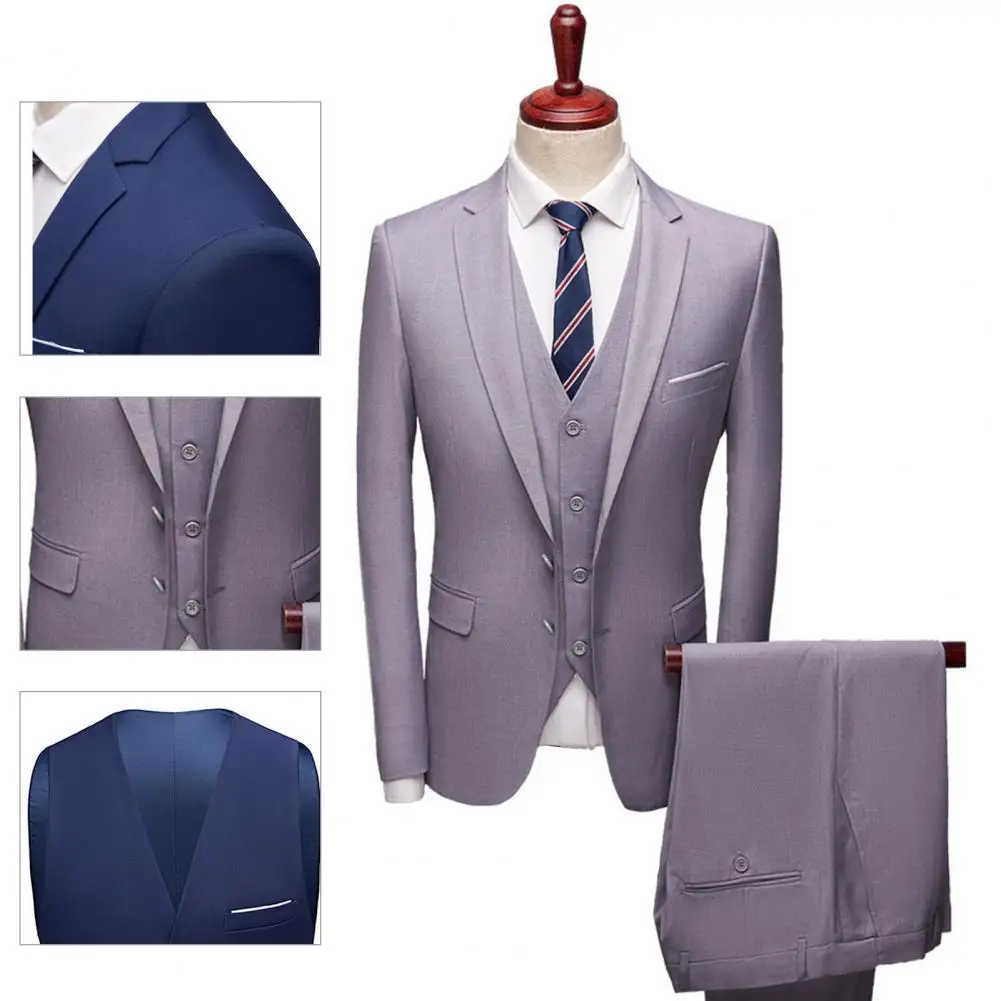 

Fabulous Formal Suit Buttons Business Suit Long Pants Coat Straight Pants Plus Size Men Suit Set