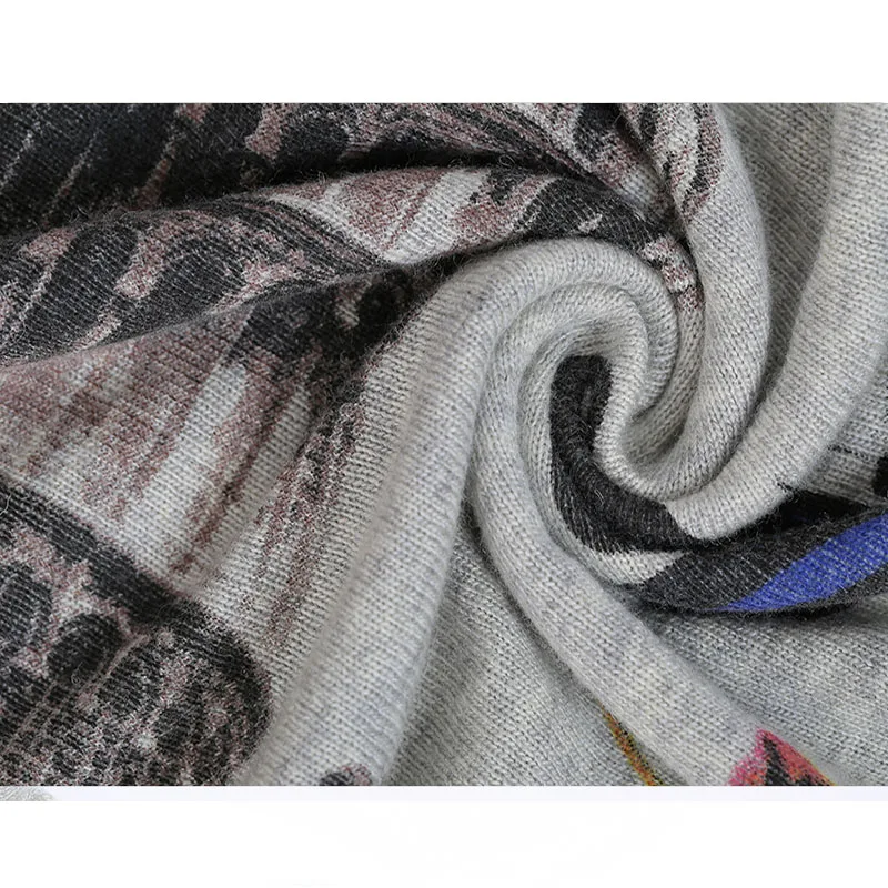 

Butterfly print Wool Women's Knitwear Women's Sweaters Pullovers Autumn Winter Oversized Clothing Batwing Sleeve Slash Neck