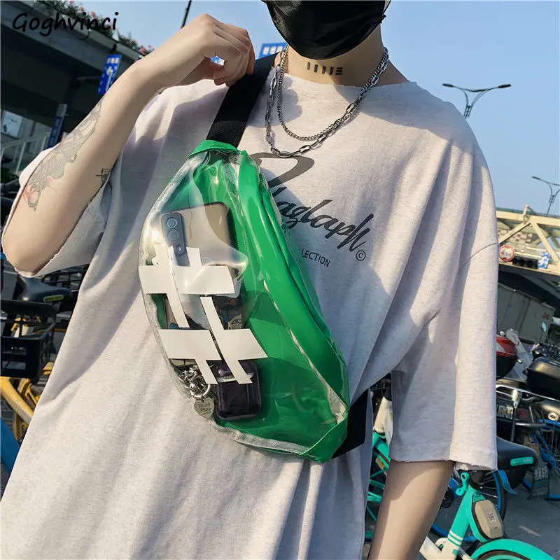 

Сумки через плечо для мужчин, прозрачная уличная Наплечная сумочка в стиле хип-хоп, модные повседневные Хобо в стиле Харадзюку на молнии, Ins