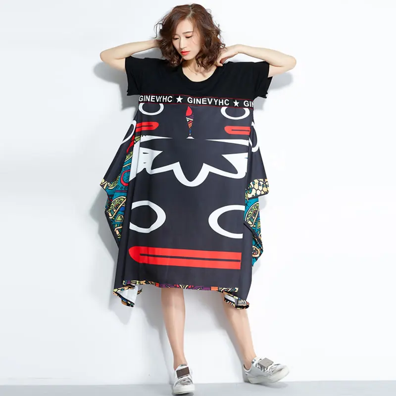 2019 летнее платье в стиле искусства женское модное свободное Повседневное с