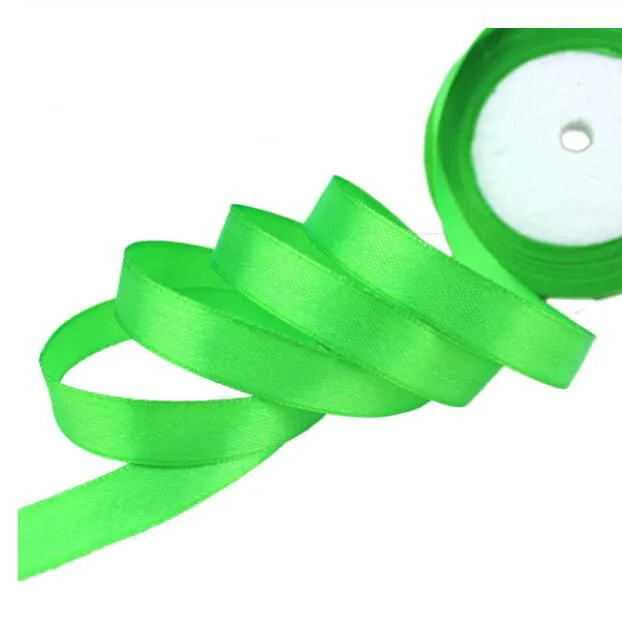 Bright Green 50 ярдов/рулон) ленты из органзы оптом украшения, подарочная упаковка Рождество шелковыми лентами кружевной ткани 12/15/20/25/40/50 мм - Цвет: Bright Green