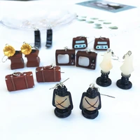 dangle drop earrings for women funny vintage handmade old fashioned appliances personality simulation tv phone pendant earrings