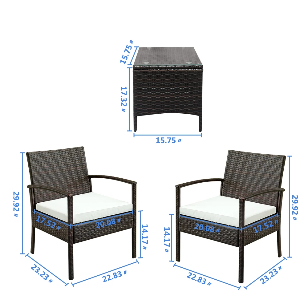 3pcs 2pcs Arm Chairs 1pc Coffee Table Rattan Sofa Set Brown Gradient wooden tray table furniture |