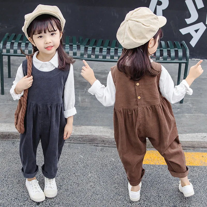 

Spring Autumn Casual Kids Girls Jumpsuit Clothing Sleeveless Corduroy Girls Overall Brief Style Children Overalls 12M-6T
