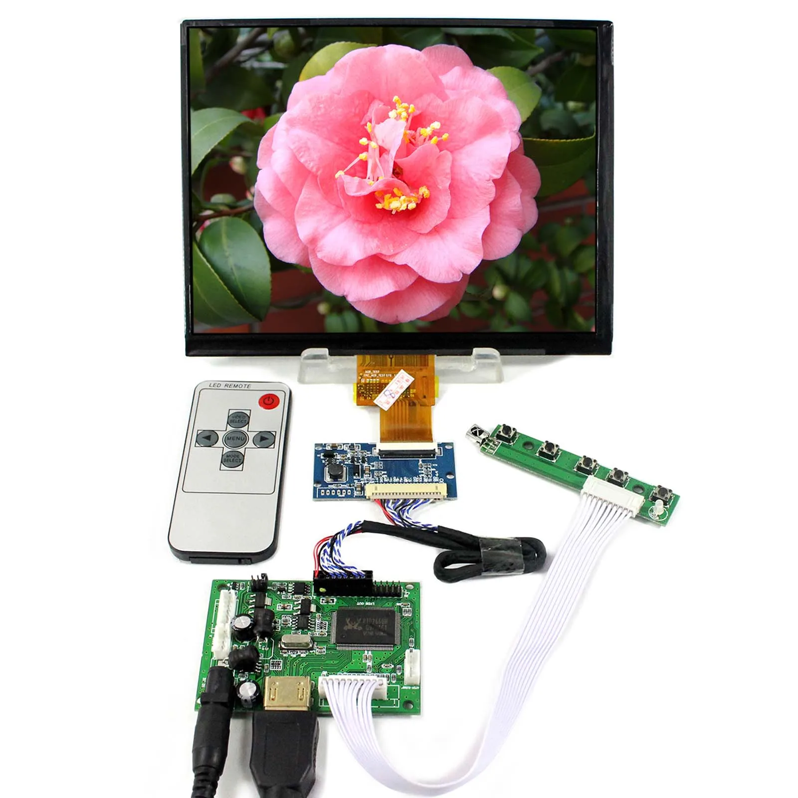 

HD-MI LCD Controller Board 8inch IPS HJ080IA-01E 1024X768 IPS LCD Screen with Work with Raspberry Pi