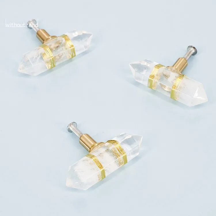 Роскошные медные ручки розовый и прозрачный натуральный кристалл ручка латунные