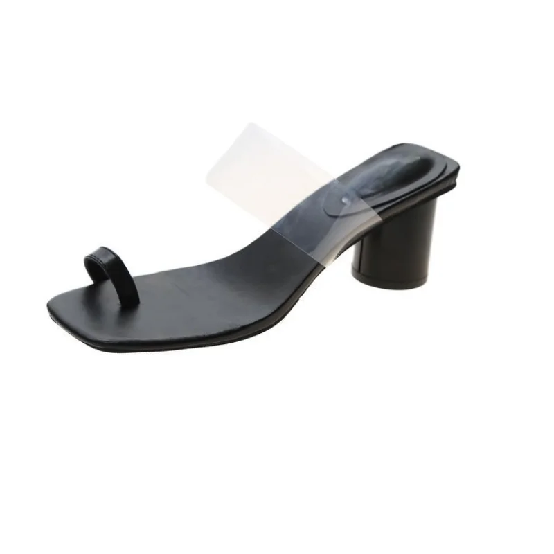 

Slippers Women's New PVC Thick Heel Cover Toe Wear Fashion Slippers Women