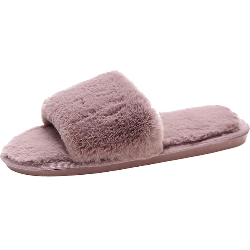 

Cotton slippers, plush slippers, women's indoor home, fall/winter short plush flat-bottomed, large size slippers