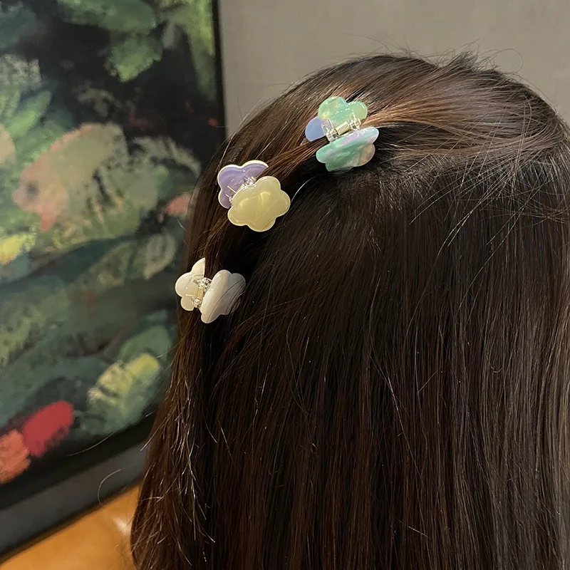 Женские ацетатные Цветочные маленькие шпильки для волос с искусственными