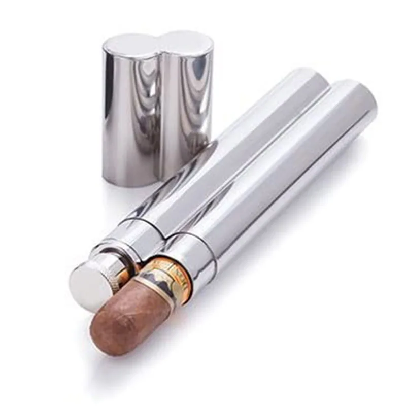 Мини фляга для сигар с двойной трубкой 2 унции из нержавеющей стали держатель