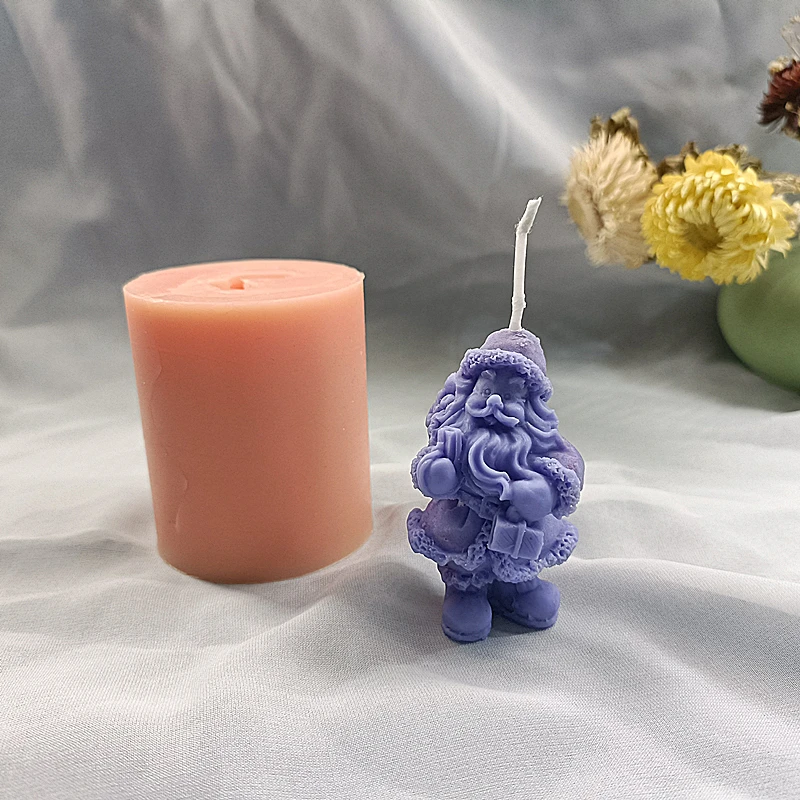 

Santa Claus With Bell and Gifts Candle Mold Resin Clay Silicone Mould Handmade Gift Moulds